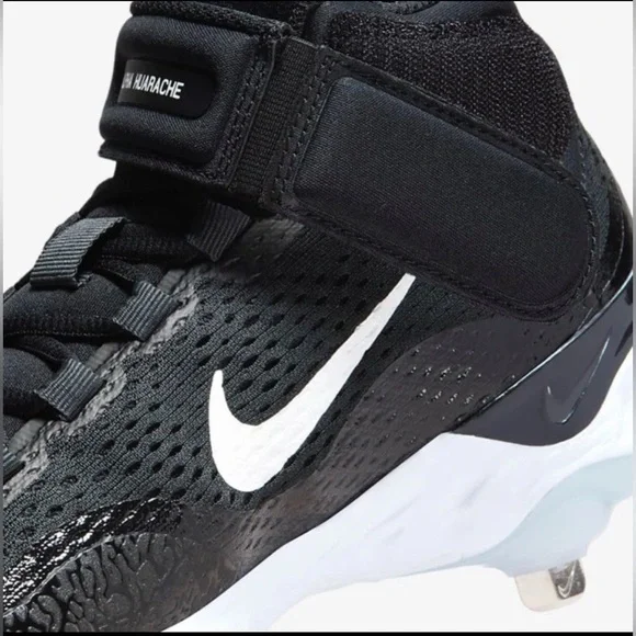 New Nike Alpha Huarache Elite 4 Mid Black Baseball Cleats DJ6520-001 Size 12 - Picture 7 of 10
